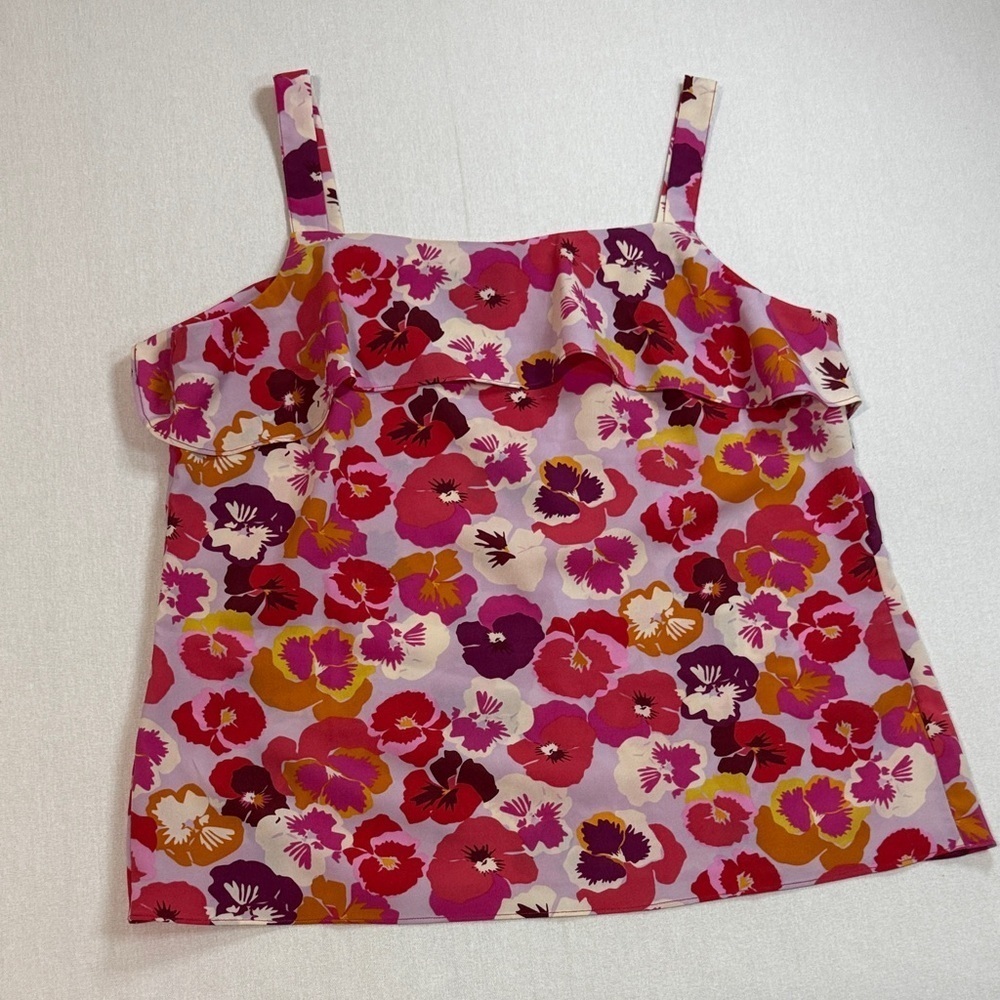 CAbi Red and Pink Floral Tank Top